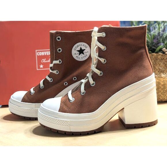 NIB Converse Chuck 70 Brown De Luxe Heel Hi Top Unisex Platform Shoes W9 M7 - Picture 2 of 14